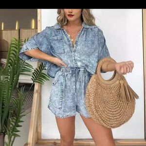 Denim Short Set